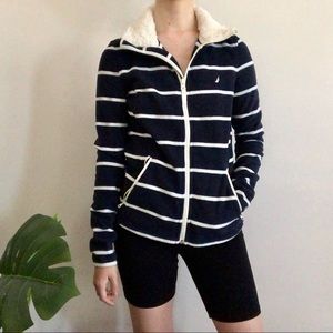 NWT navy and white striped Nautical windbreaker
